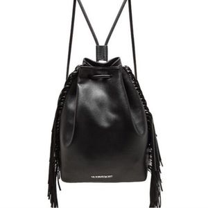 Black fringe Victoria secret drawstring bag